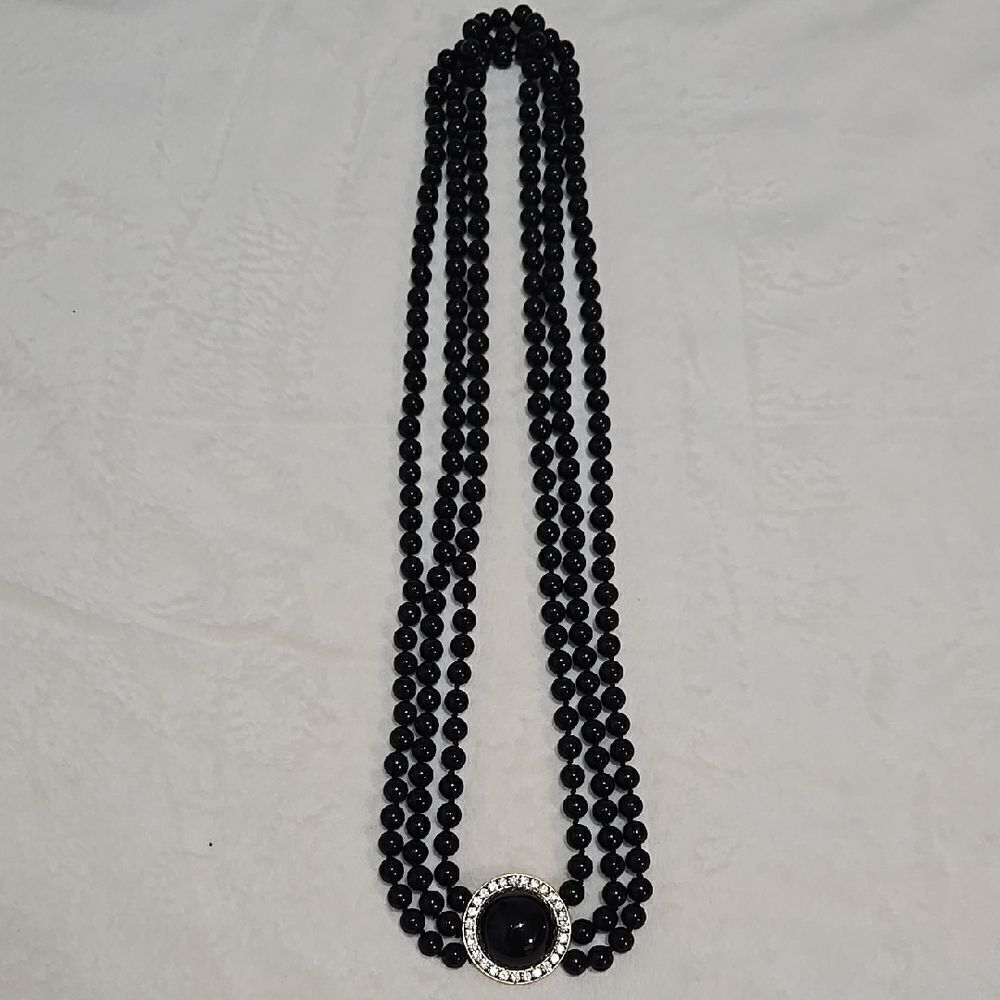 Black and Silver Multi-Strand Necklace
